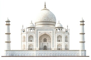 Isolated Taj Mahal, India, monument, white background