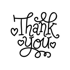 Thank You handwritten inscription. Hand drawn lettering. Thank You calligraphy. Thank you text.