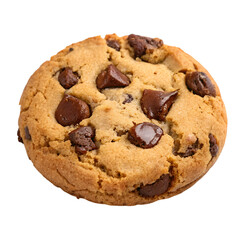 Chocolate chip cookie on white background