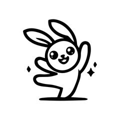 unique design of dancing rabbit cartoon logo