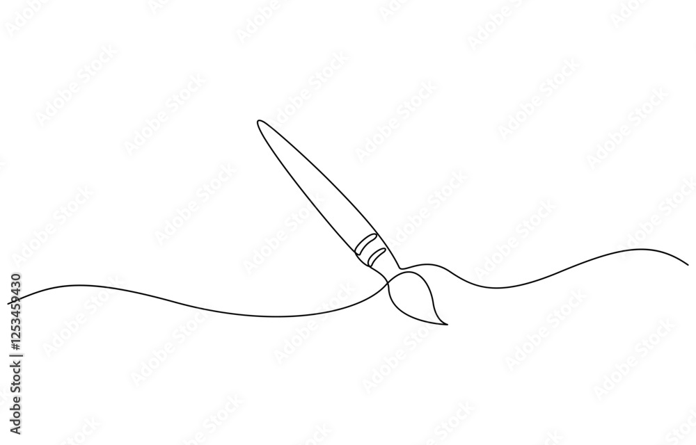 Aufkleber paint brushes continuous one line drawing. isolated on white background vector, continuous one line 