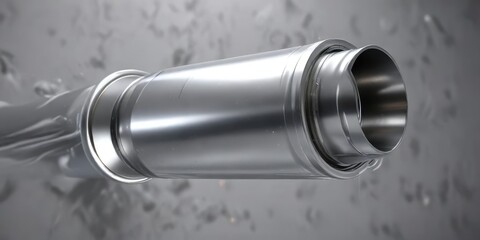 Metallic silver liquid flowing through a cylindrical tube, tube, fluid