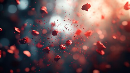 Abstract Red Particles Floating in Space: A Digital Art Piece