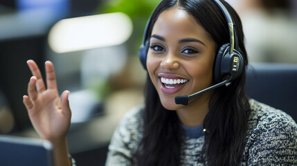 Female Call Center Agent in a Work Environment