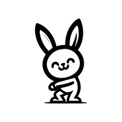 unique design of dancing rabbit cartoon logo