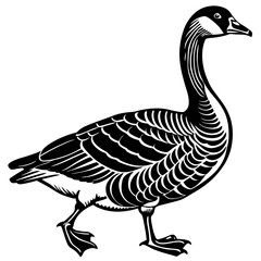 A bar-headed  goose walks vector art illustration