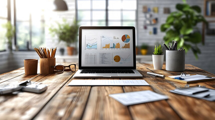 Team of executives reviewing financial reports and planning strategies in creative workspace, 3D cartoon style