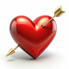 A bold red heart pierced by Cupid's arrow, symbolizing love