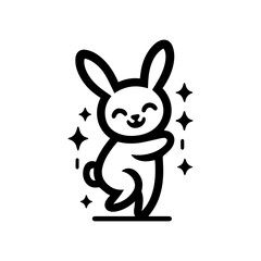 unique design of dancing rabbit cartoon logo