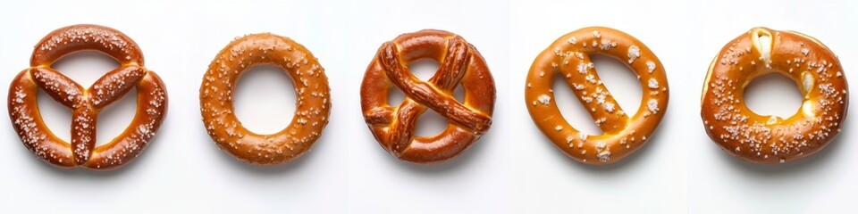 Assorted Pretzel Shapes on White Background