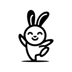 Fototapeta premium unique design of dancing rabbit cartoon logo