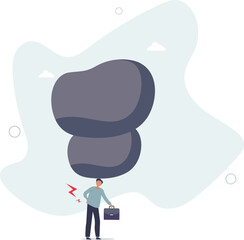 Burden, obligation to pay off, heavy stress problem or difficulty, work pressure thinking to make decision, overload duty or overthinking concept.flat character life .