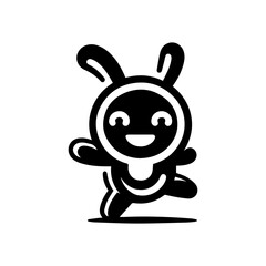 unique design of dancing rabbit cartoon logo
