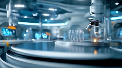 Advanced gene editing, futuristic CRISPR research facility, 3D illustration