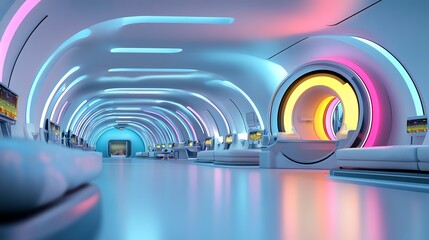 Obraz premium Advanced MRI scanner, futuristic hospital setting, 3D illustration