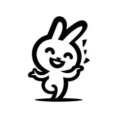 unique design of dancing rabbit cartoon logo