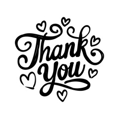 Thank You handwritten inscription. Hand drawn lettering. Thank You calligraphy. Thank you text.