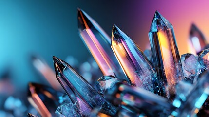 Crystal formation analysis, futuristic chemical research, 3D illustration