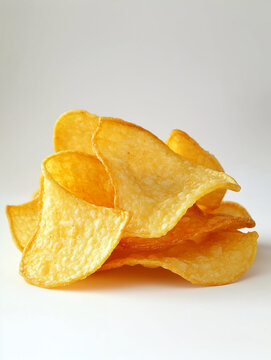 potato chips on white background