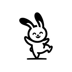 unique design of dancing rabbit cartoon logo
