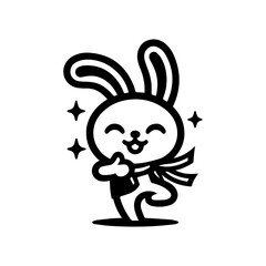 unique design of dancing rabbit cartoon logo