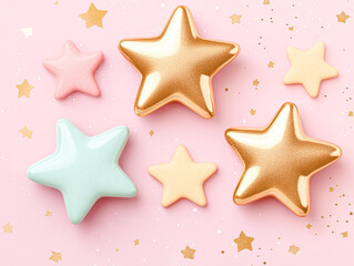 Colorful star decorations in a whimsical setting for celebration theme