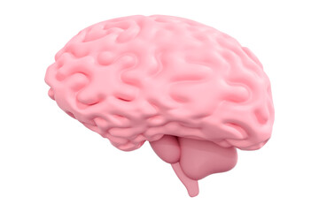 3d pink human brain. Icon of intelligence, mind.  Stock vector illustration on isolated background. 