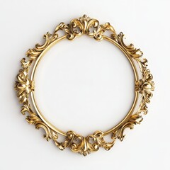 Golden baroque frame on white background, symbolizing luxury and timeless elegance. Ideal for upscale brands, arts, and premium design projects.