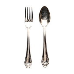 a fork and a spoon on a white surface