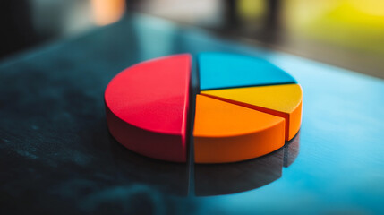 Fototapeta premium Colorful 3D Pie Chart Data Analysis Business Graphic red blue report design orange yellow modern 