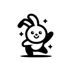 unique design of dancing rabbit cartoon logo