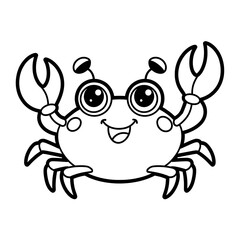 Cute crab coloring page, perfect for children's designs.