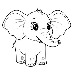 Obraz premium Cute Outline Drawing of a Baby Elephant for kids