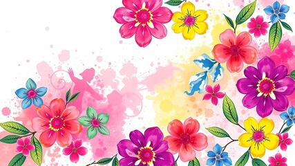 Obraz premium Abstract Floral Tapestry with Bold Spray Paint Accents