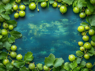 A vibrant array of juicy tropical fruit sprawls on the blue background, Tropical freshness and color. Generative Ai