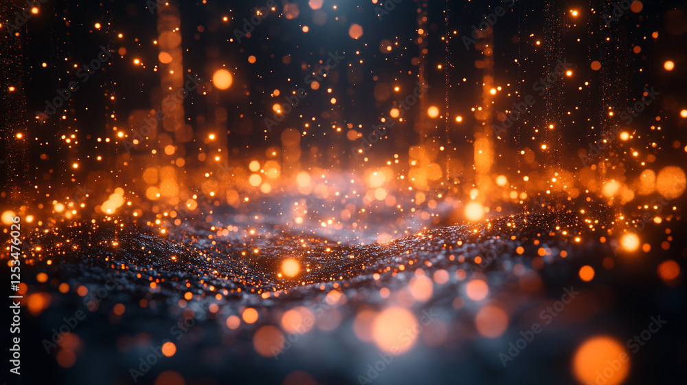 Poster stunning display of glowing particles creating a mesmerizing atmosphere at night