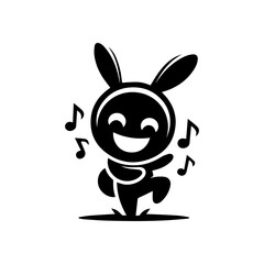 unique design of dancing rabbit cartoon logo