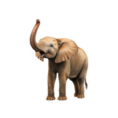 Playful Young African Elephant with Trunk Raised