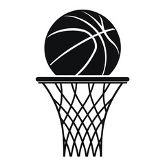 Basketball Going Through the Hoop Net Graphic Design Illustration © CraftteeSVG