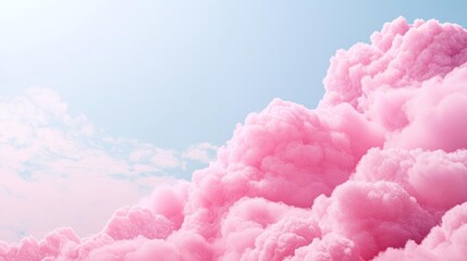 Pink Fluffy Cloudscape Against Light Sky