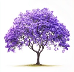 Obraz premium Isolated vibrant purple tree, studio shot, natural background
