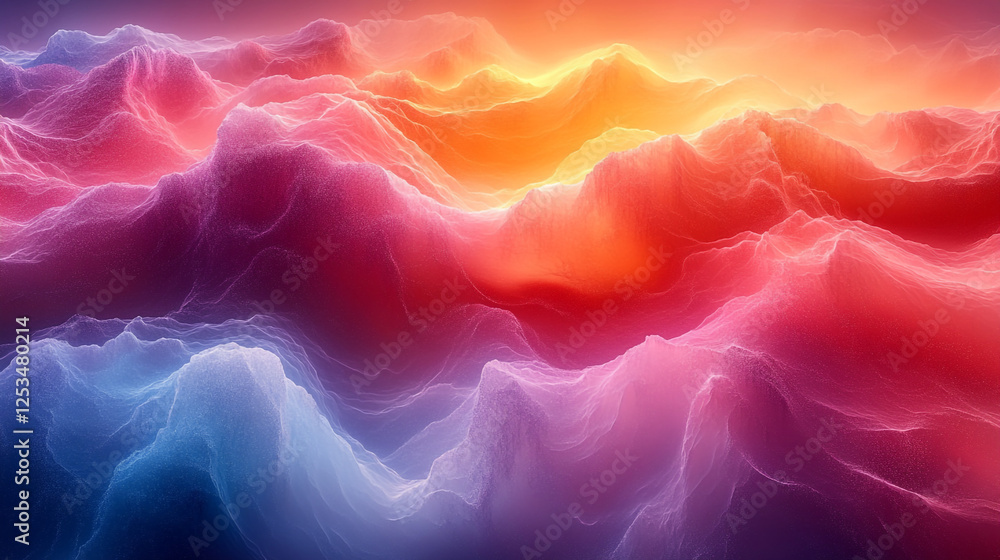 Poster vibrant layers of color create a dreamy landscape of swirling hues in an abstract setting