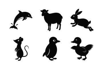Set of animal silhouette vector illustration 4