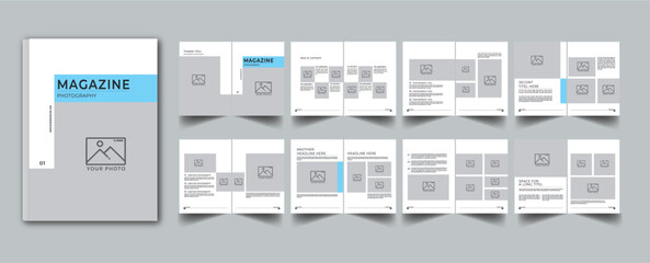 Magazine Template layout cover page with 16 page design concept
