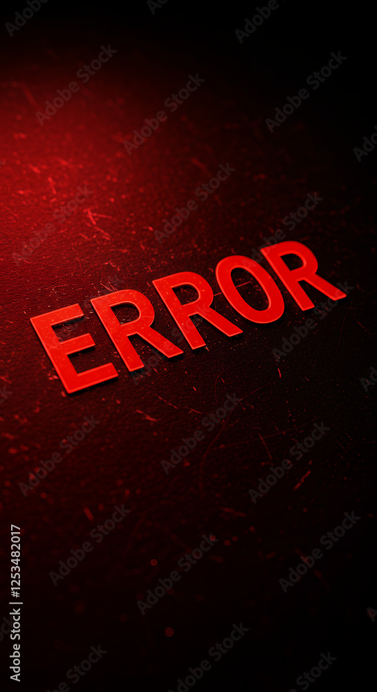 Poster ** error: red alert! system failure, danger, warning. glitch, mistake, problem on dark red backgroun