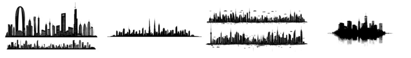 Naklejka premium Modern city silhouette in a flat style. Modern urban landscape. Modern illustration