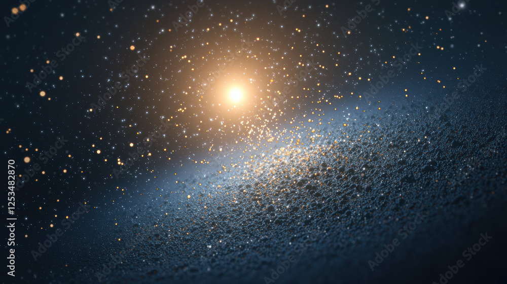 Poster stunning view of star cluster with glowing celestial bodies and cosmic dust, creating mesmerizing atmosphere in vastness of space