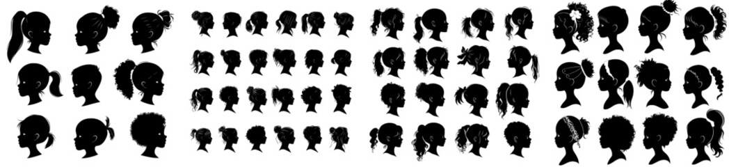 Kids silhouette set featuring modern illustrations of boys and girls