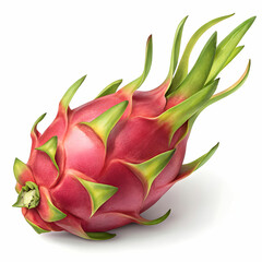 one whole dragon fruit isolated on white background