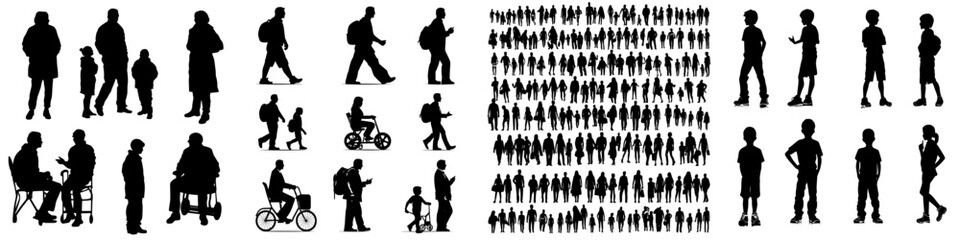 People silhouettes in elevation side view showcasing architecture | silhouettes of people in 2D | architectural drawing featuring people in section elevation view | characters in architectural